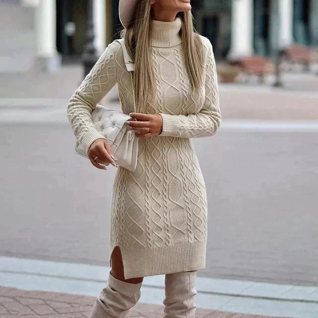 Aline Vienna Wintertrui Jurk Dames – Warme Midi Jurk van Gebreide Stof met Comfortabele Klassieke Pasvorm