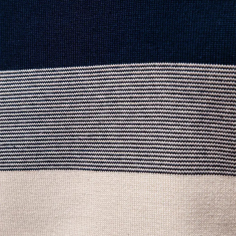 Liam Pull Homme à Rayures – Stehkragen mit Reißverschluss, warm & bequem aus Polyesterwolle