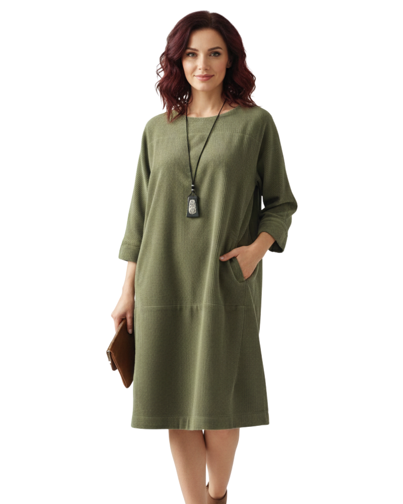 Túnica Ámbar para Mujer en Terciopelo Acanalado – Corte Informal y Estilo Antiguo Otoño/Invierno