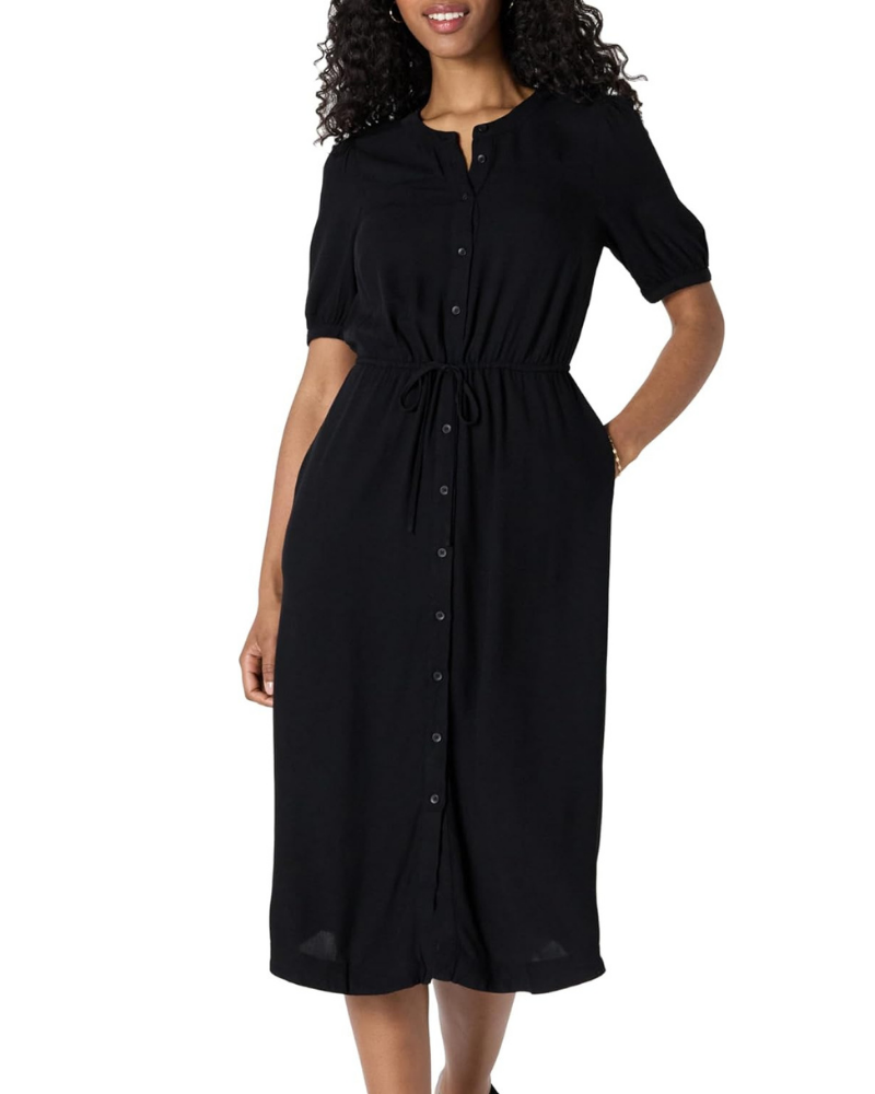 Vestido Midi Georgie para Mulher – Viscose Fluida, Tamanho Ajustável & Corte Evasé Elegante