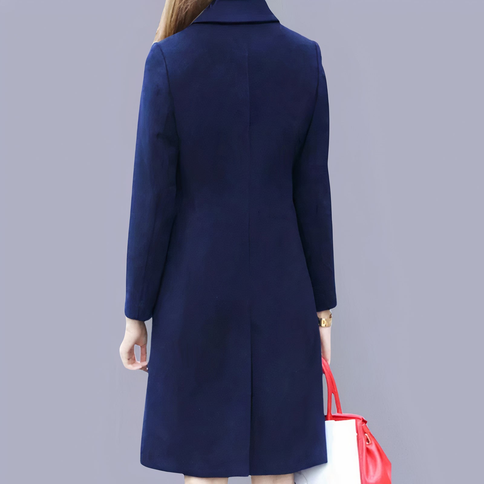 Analia Manteau Femme Elegant – Dlouhý klasický s elegantním límcem, knoflíky a pohodlným střihem