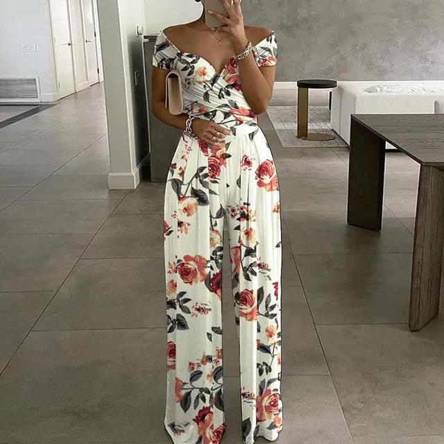 Combinaison Femme Leah – Élégante Combinaison Épaules Dénudées avec Jambes Larges & Ceinture Taille