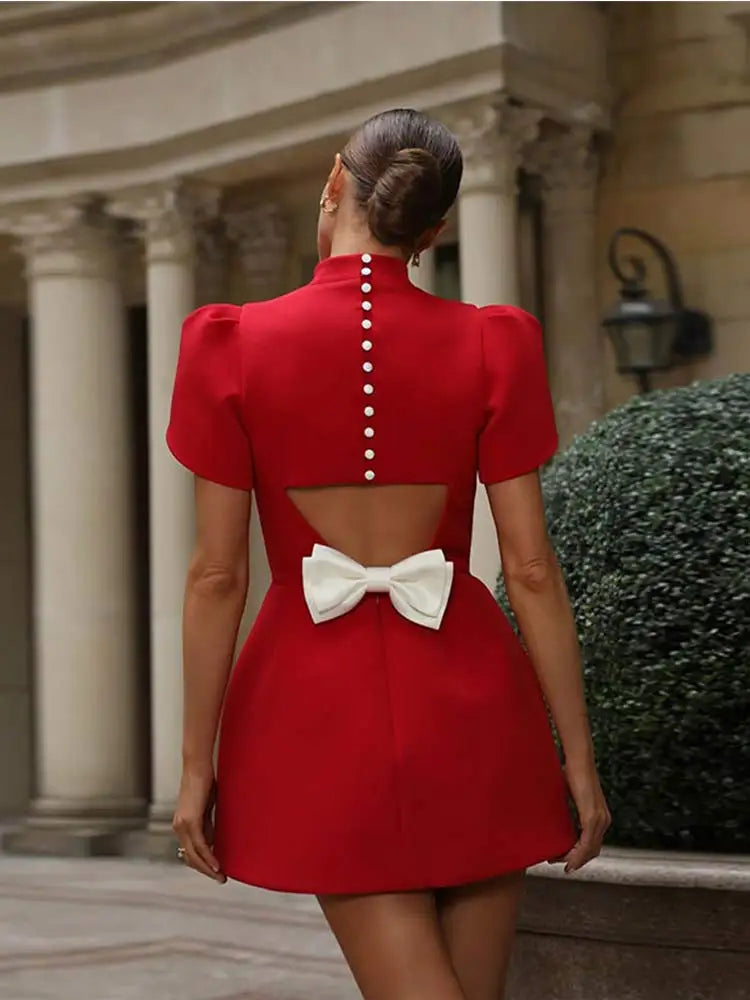 Lissane Robe Mini Rot Frau – Chic Sommerkleid mit Schleifendetail und eleganten Ausschnitten