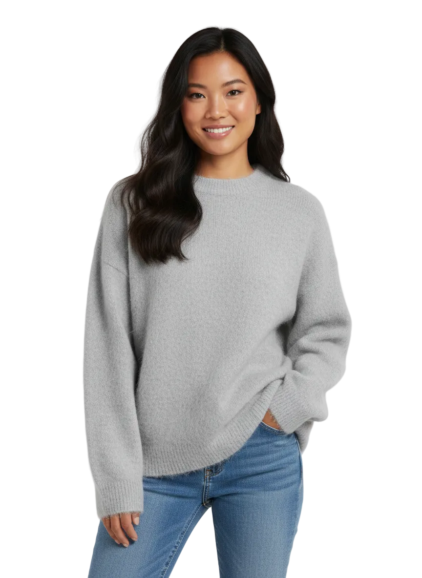 Elen Camisola Mulher Mohair Luxo – Malha Suave Escovada com Corte Descontraído & Estilo Elegante