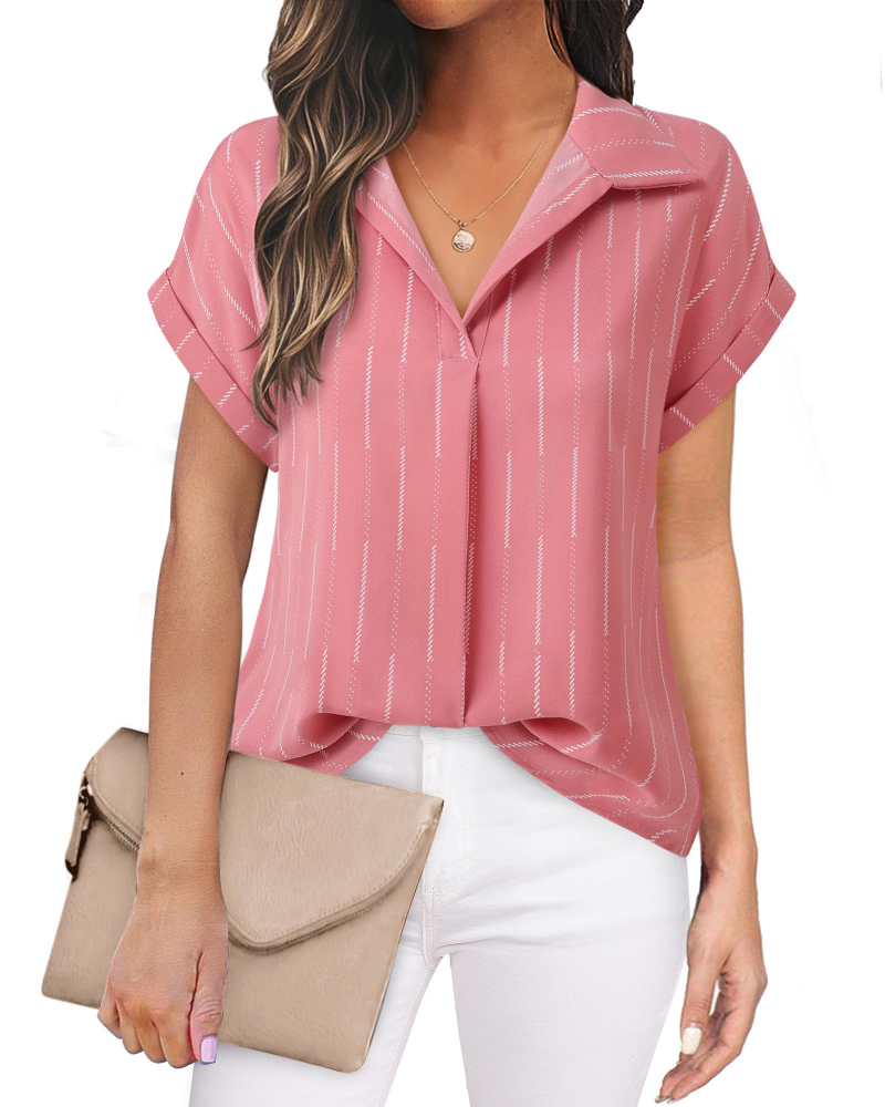 Eluna Damebluse – Flytende bluse i muslin med elegant V-hals, Business Casual