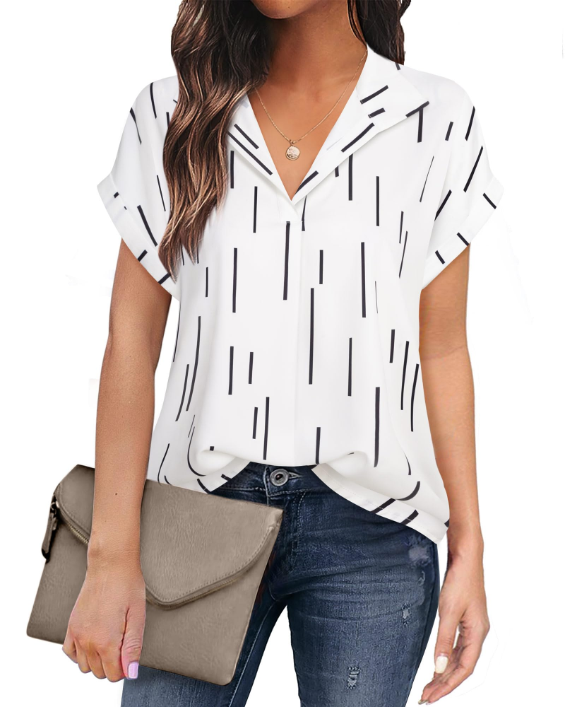 Eluna Damebluse – Flytende bluse i muslin med elegant V-hals, Business Casual