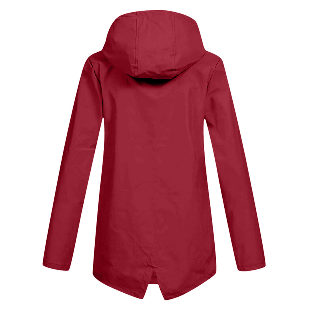Daphne Long Coat Women Waterproof – Lightweight with Adjustable Hood for Rain
