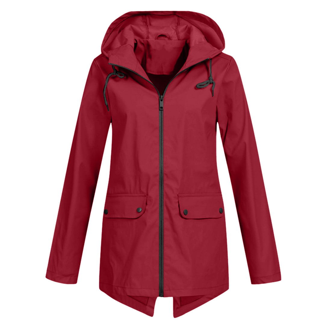 Daphne Long Coat Women Waterproof – Lightweight with Adjustable Hood for Rain