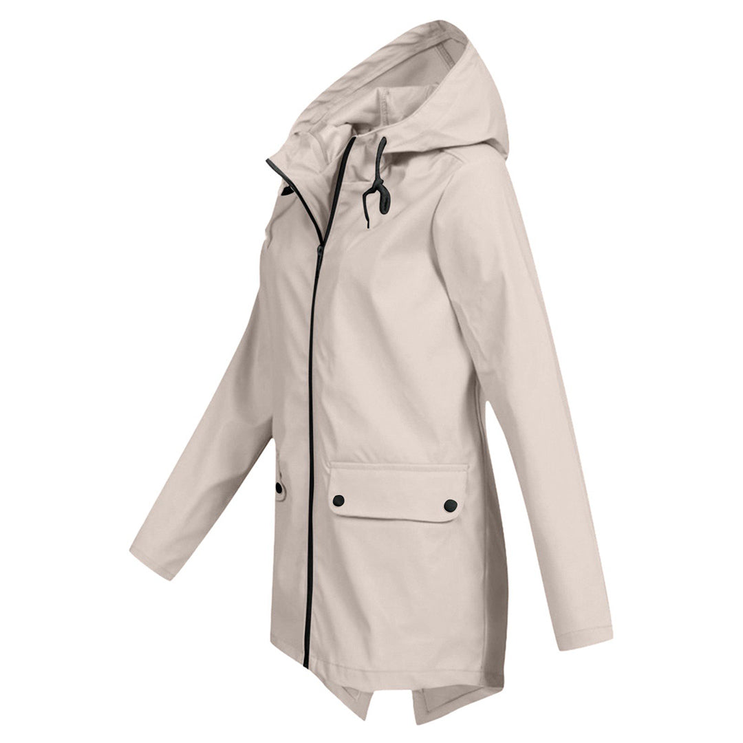 Daphne Long Coat Women Waterproof – Lightweight with Adjustable Hood for Rain