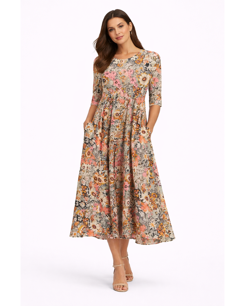 Vestido Comprido Floralyne para Mulher – Vestido Floral Elegante e Confortável com Corte Refinado para o Verão