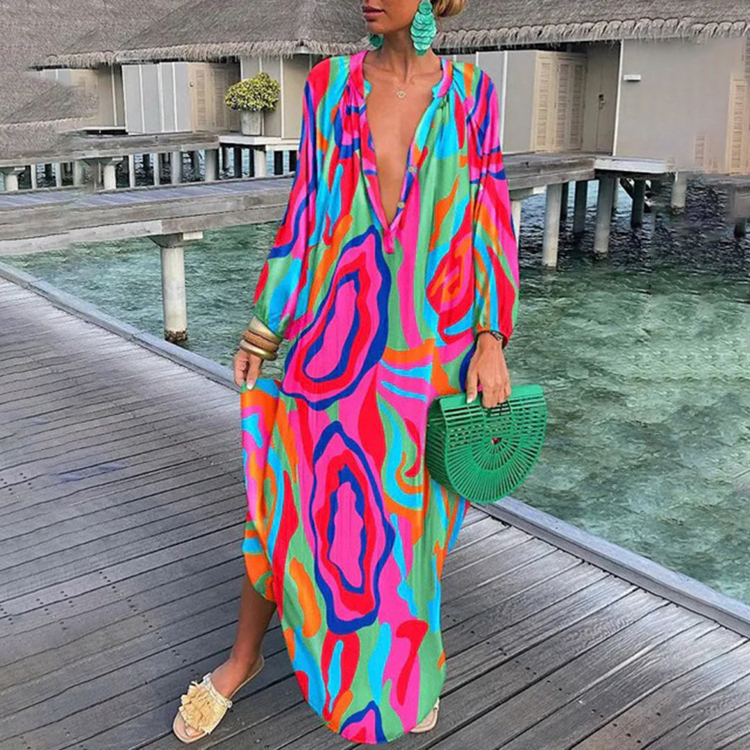 Paulette Lange Damesjurk – Boheemse Stijl Maxi Lichtgewicht Ideaal voor het Strand en de Zomer