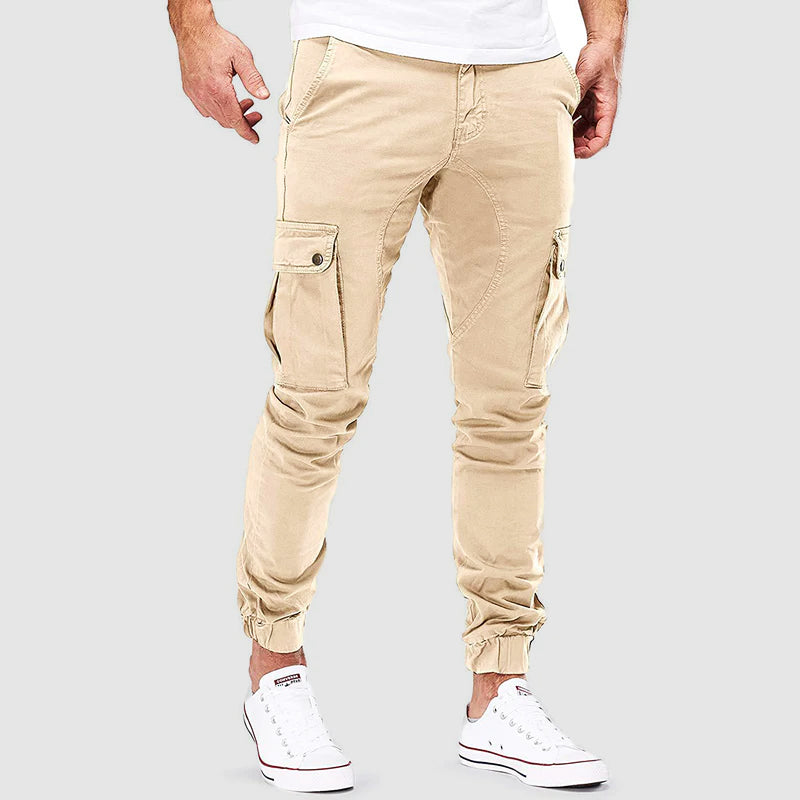Ken Pantalon Cargo pour Homme – Coupe slim légère en mélange de coton avec multiples poches