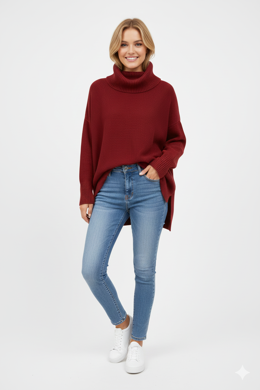 Gracie Dámský Rolák – Ultra-Měkký Oversize Úplet s Vysokým Límcem a Elegantním Stylem
