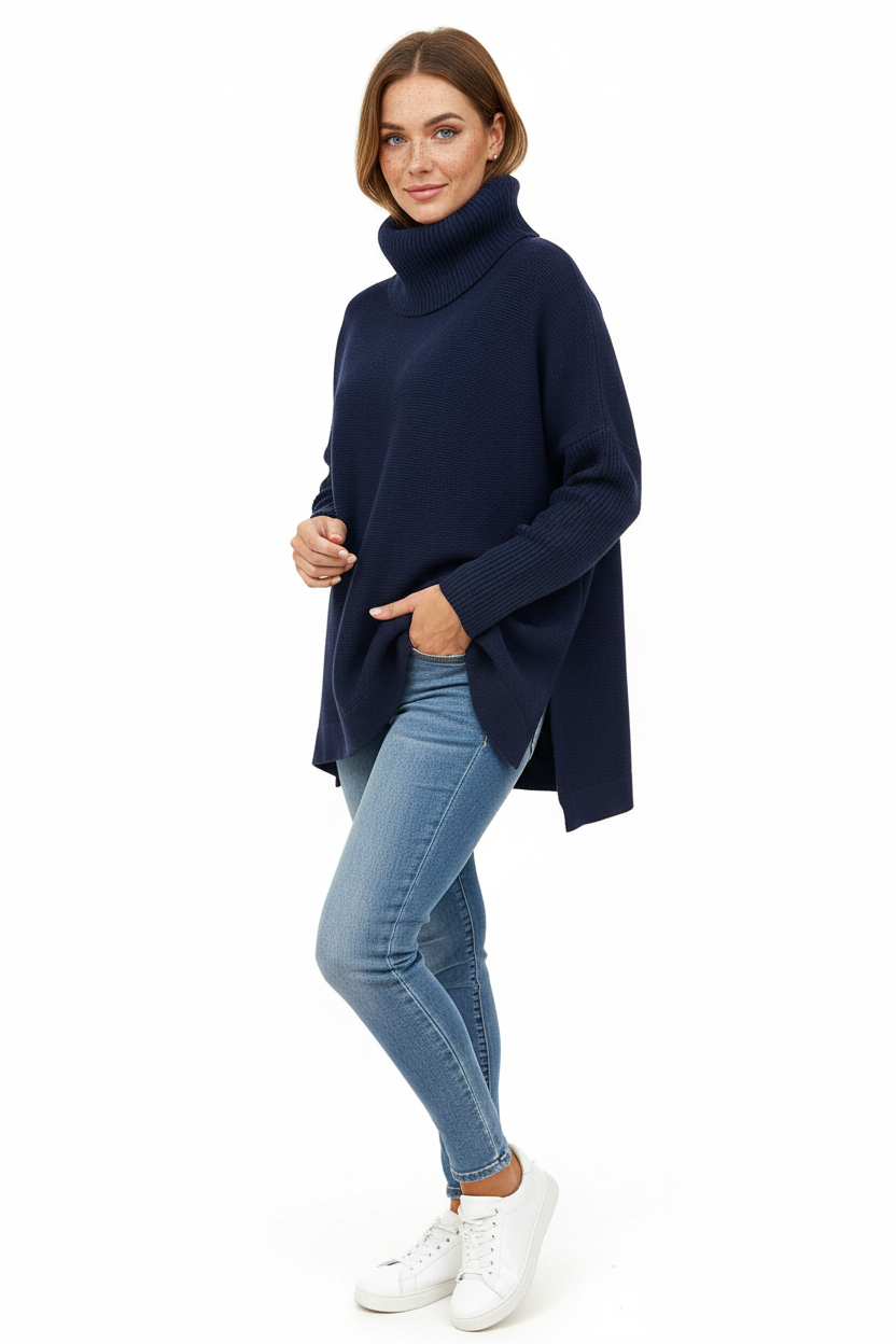 Gracie Dámský Rolák – Ultra-Měkký Oversize Úplet s Vysokým Límcem a Elegantním Stylem