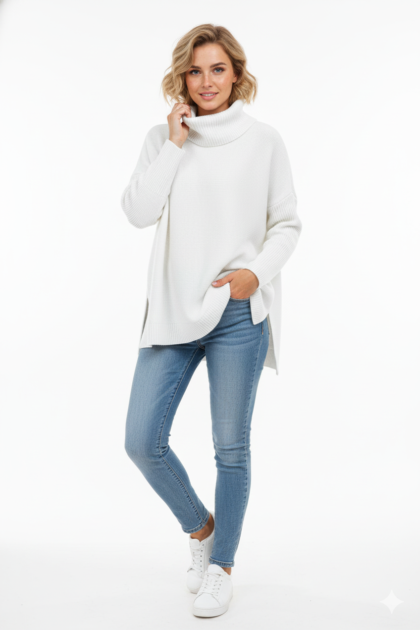 Gracie Dámský Rolák – Ultra-Měkký Oversize Úplet s Vysokým Límcem a Elegantním Stylem
