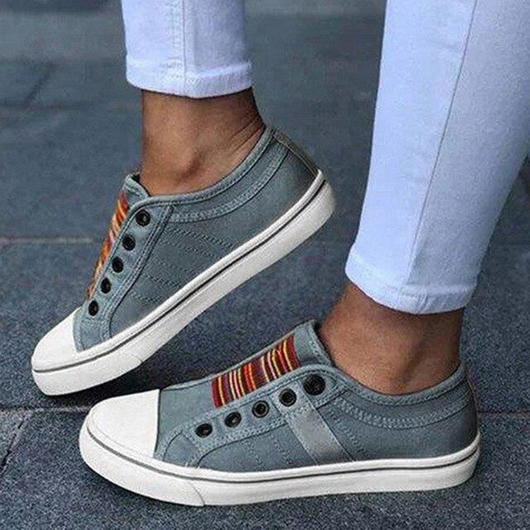 Nerissa Baskets Femme Sans Lacets – Sneakers à Rayures Colorées avec Semelle Confortable