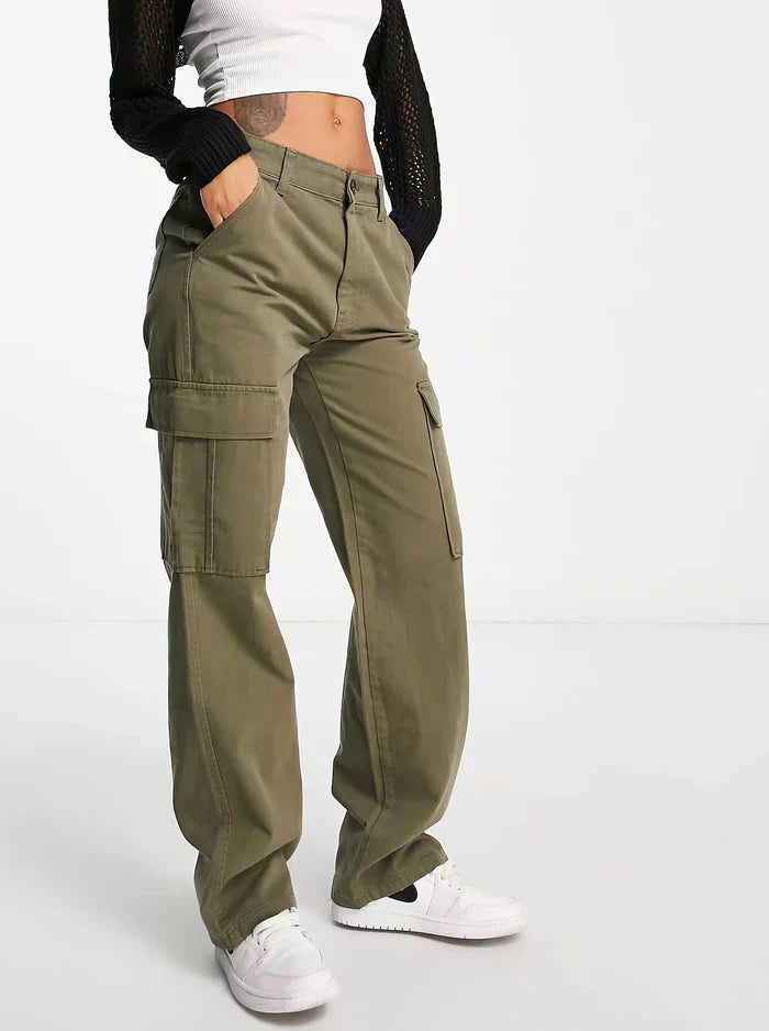 Paisley Cargo Broek Dames – Rechte Utility Broek met Meerdere Zakjes voor Dagelijks Gebruik & Buitenactiviteiten