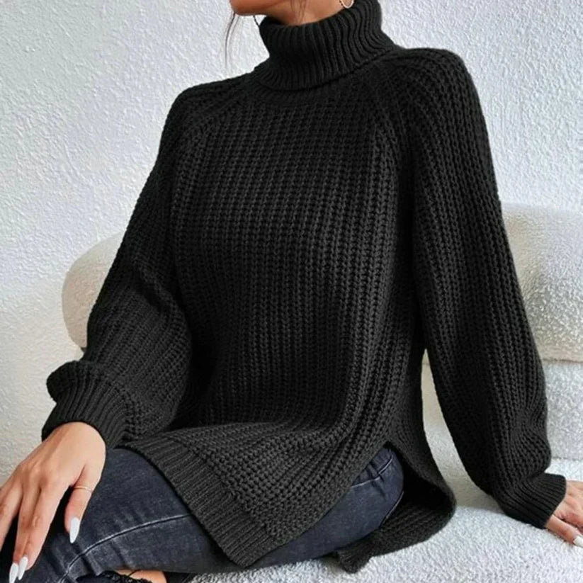Golf damski Karah – dzianinowy sweter z wygodnym krojem i eleganckim wysokim kołnierzem