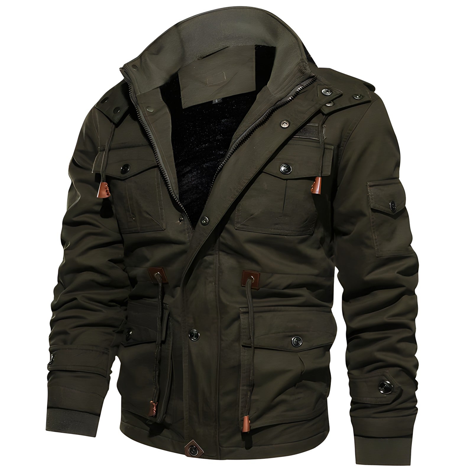 George Veste Outdoor Homme – Style Militaire avec Capuche Doublée & Multiples Poches