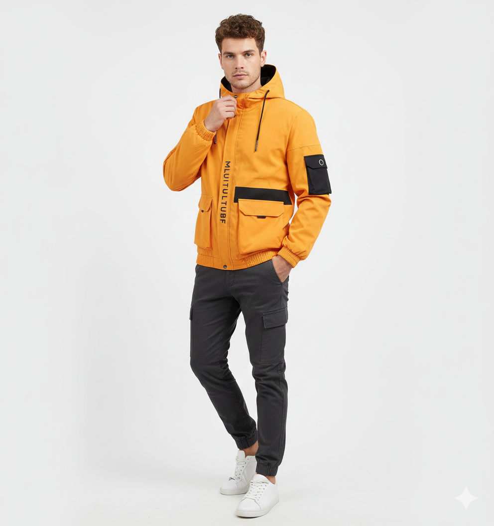 Heidee Men's Lightweight Water-Repellent Jacket – Regular Fit with Hood for Autumn & Winter