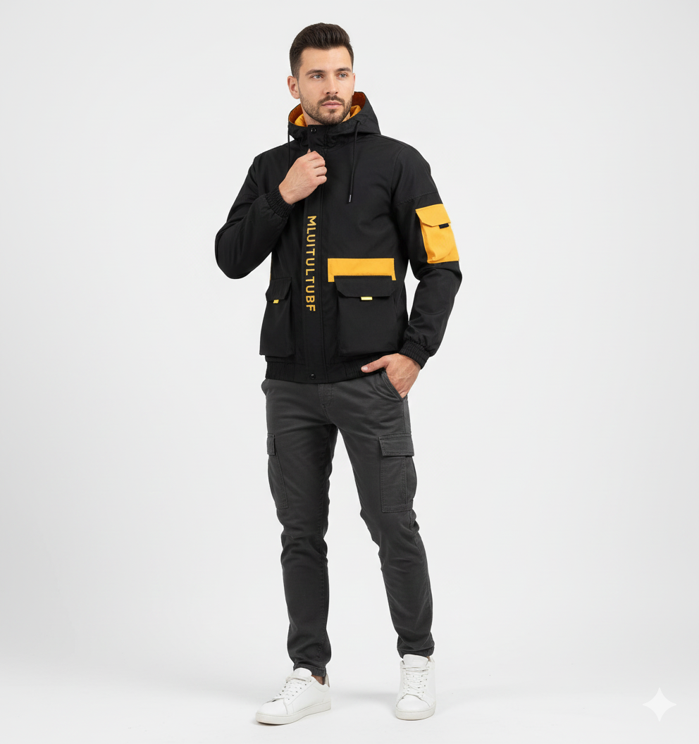 Heidee Men's Lightweight Water-Repellent Jacket – Regular Fit with Hood for Autumn & Winter