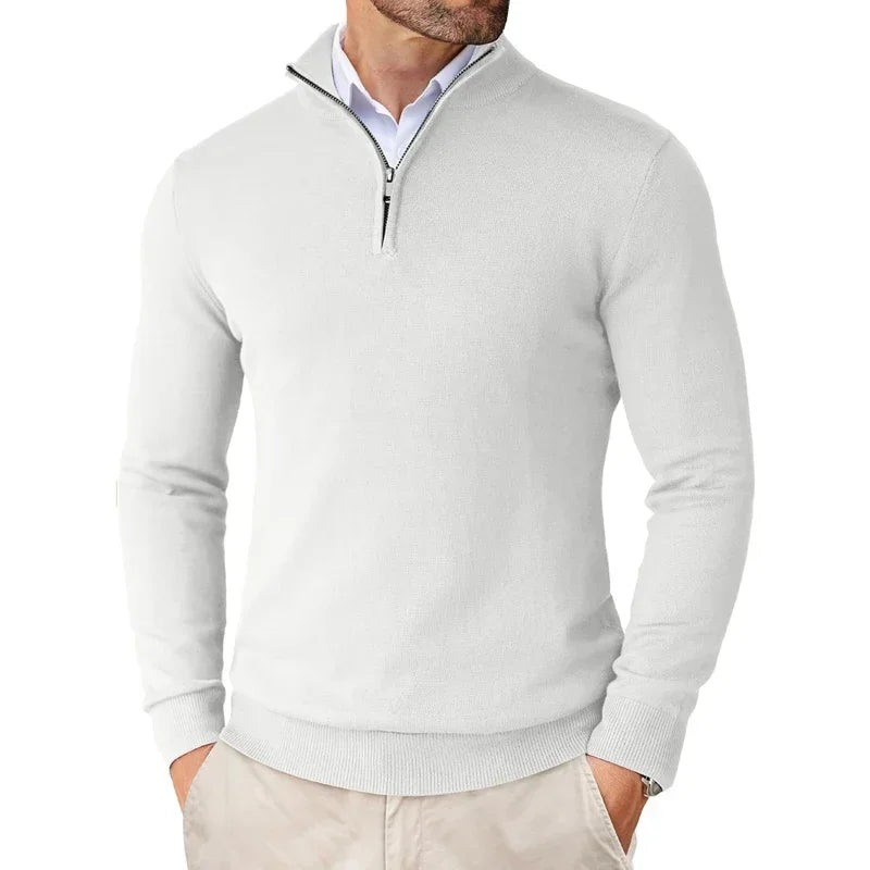 Zane Men's Zip-Up Mock Neck Sweater – Soft Cotton Blend Knit with Modern Fit & All-Season Comfort