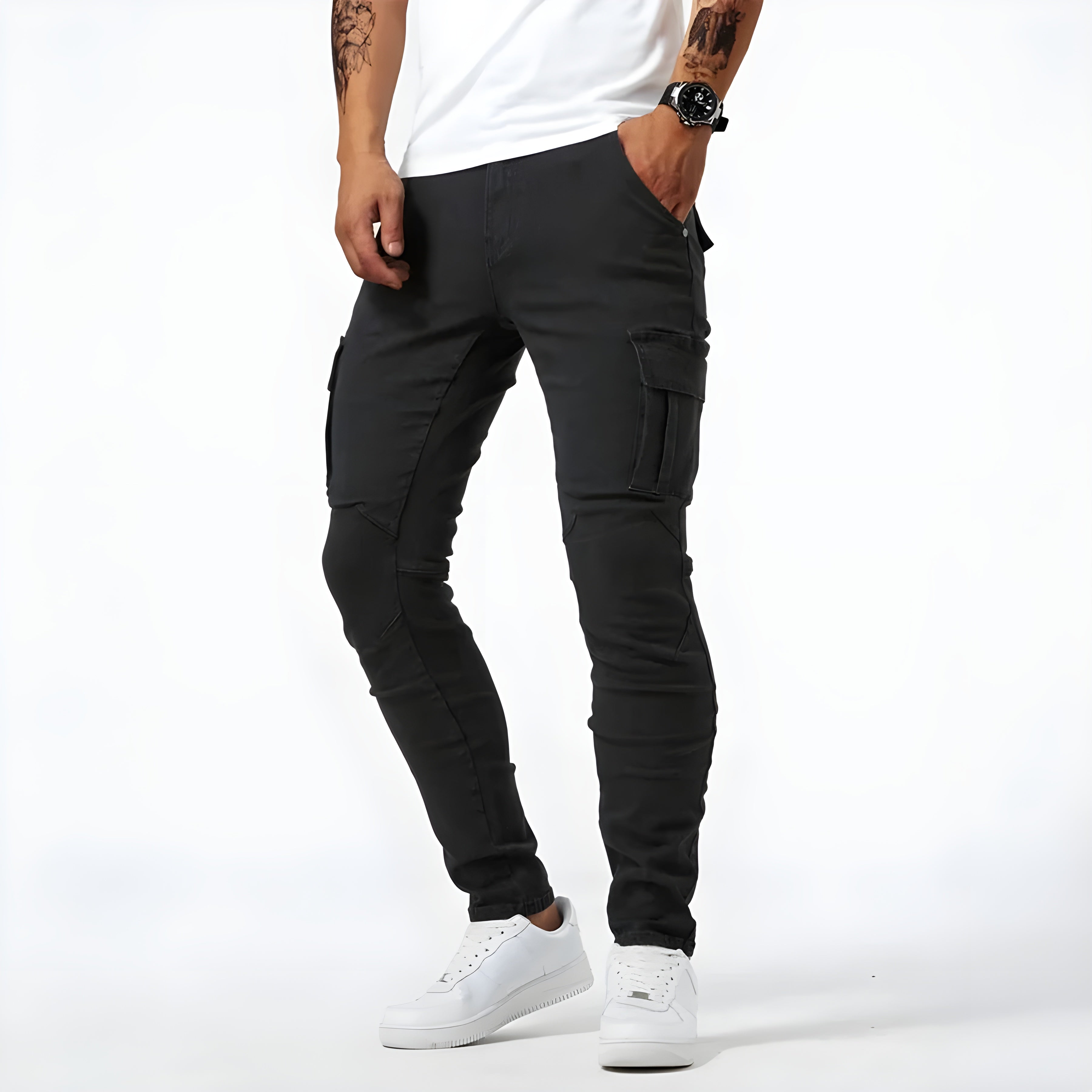 Francois Pantalon Homme – Pantalon Cargo en Denim Élastique Confortable & Moderne
