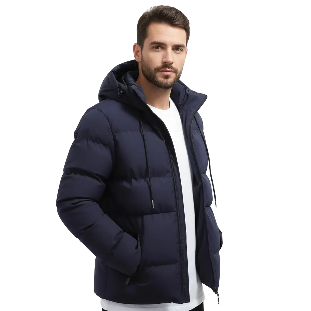 Heren Winter Olie Parka Waterdicht – Gewatteerde Puffer, Capuchon & Maximale Warmte