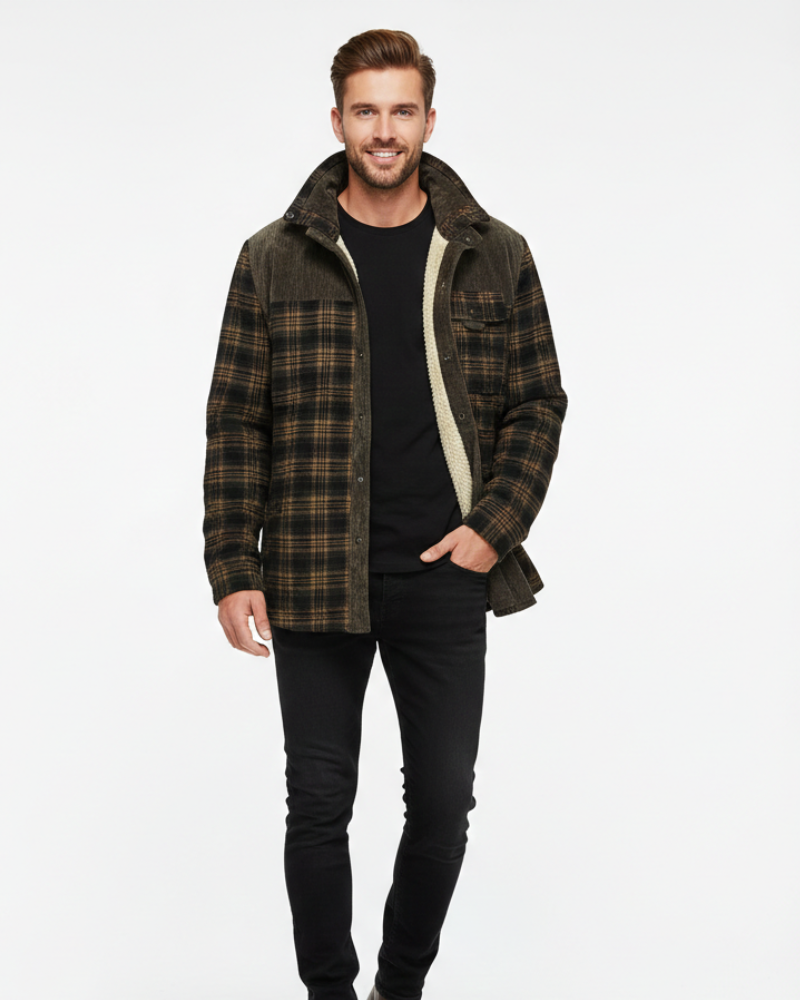 Arthuro Abrigo de Invierno para Hombre – Chaqueta a Cuadros Elegante con Solapa y Botonadura Clásica