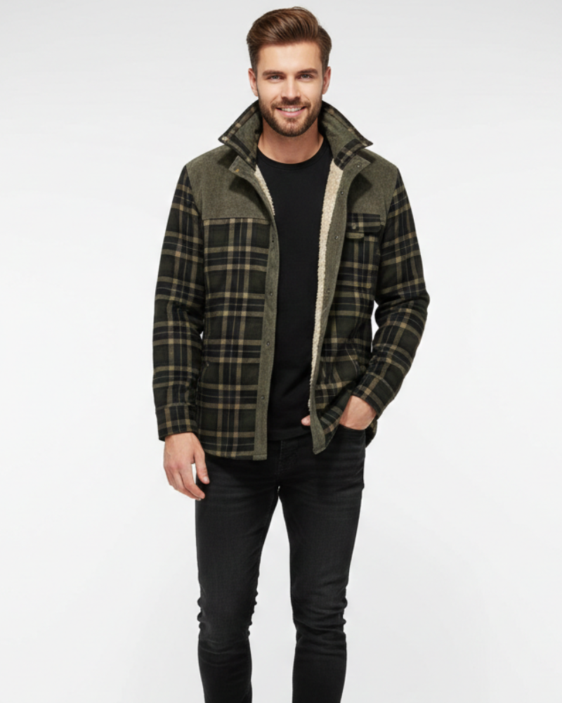 Arthuro Abrigo de Invierno para Hombre – Chaqueta a Cuadros Elegante con Solapa y Botonadura Clásica