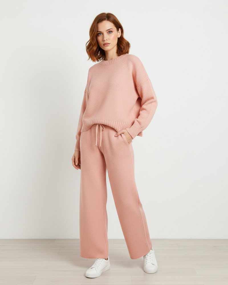 Hella Women's 2-Piece Set – Sweater & Wide-Leg Relaxed Fit Pants in Organic Polyester
