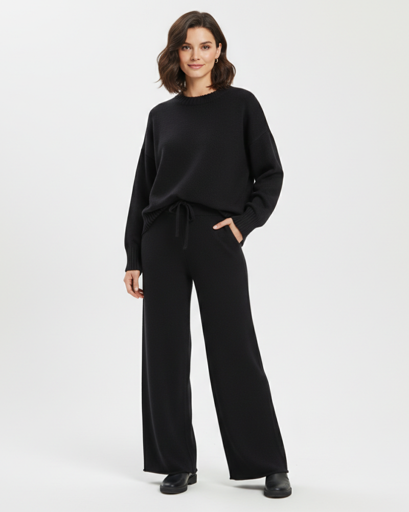 Hella Women's 2-Piece Set – Sweater & Wide-Leg Relaxed Fit Pants in Organic Polyester