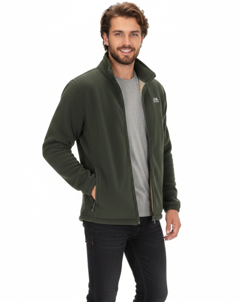 Alex Fleecejakke Unisex – Varm Sherpa-foret jakke med høy krage og glidelås
