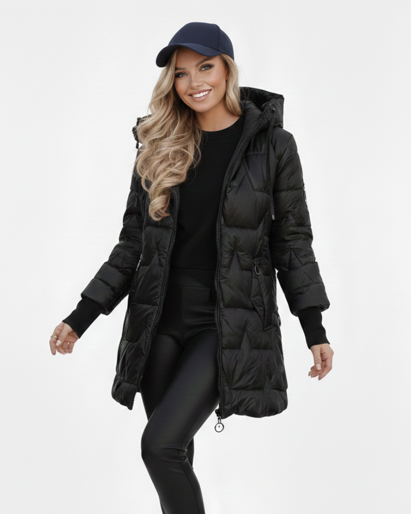 Charlie Manteau d’Hiver Femme – Veste Élégante avec Capuche, Poches et Fermeture à Boutons