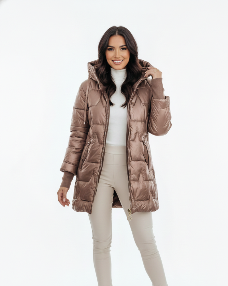 Charlie Manteau d’Hiver Femme – Veste Élégante avec Capuche, Poches et Fermeture à Boutons