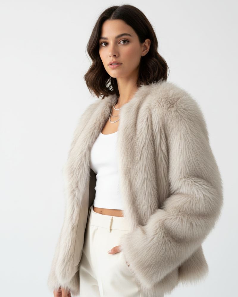 Julien Manteau de Piel Sintética para Mujer – Chaqueta de Invierno Suave y Cálida con Corte Casual Elegante