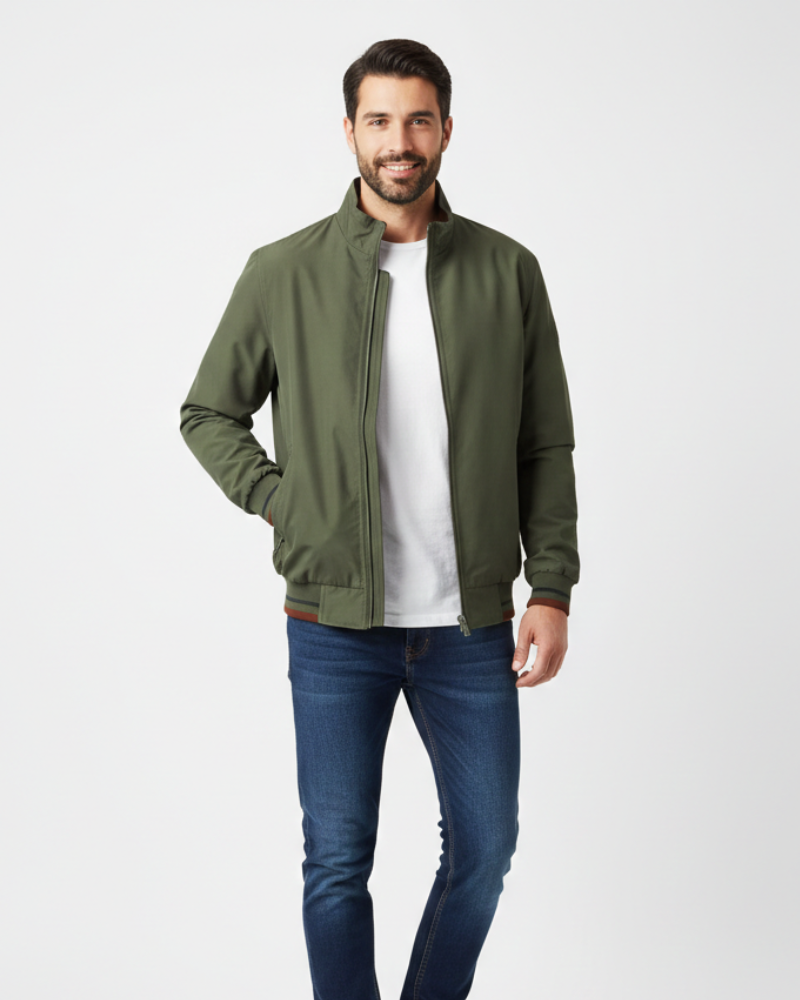 Caspian Chaqueta Ligera para Hombre – Cierre con Cremallera, Detalles en Contraste y Estilo Urbano