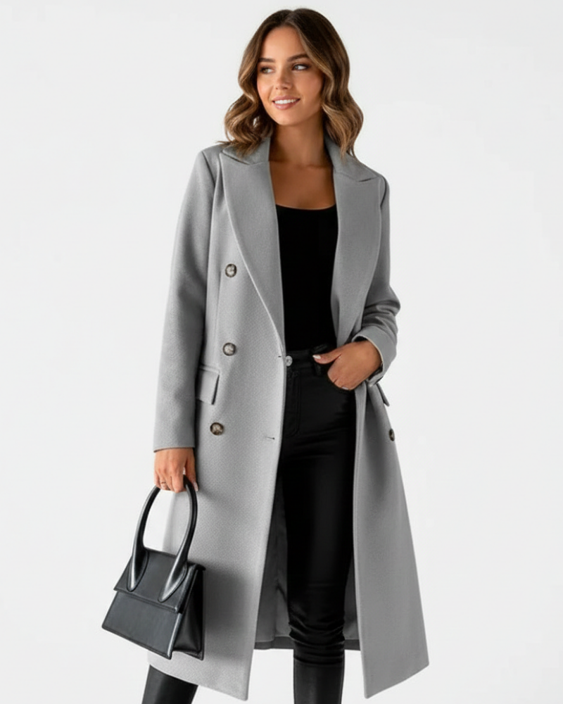 Zivory Manteau Long Femme Élégant – Coupe Raffinée avec Fermeture à Boutons