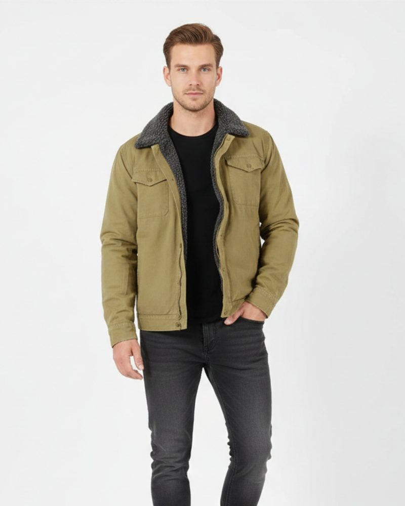 Morgan Casaco de Inverno Homem – Camisa Forrada a Pêlo com Bolsos e Botões de Pressão
