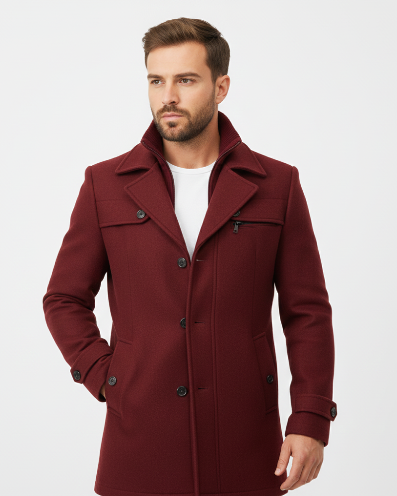 Edwin férfi kabát – Slim fit dupla soros gombolás klasszikus gallérral