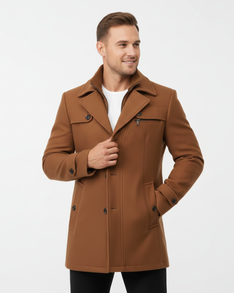Edwin férfi kabát – Slim fit dupla soros gombolás klasszikus gallérral