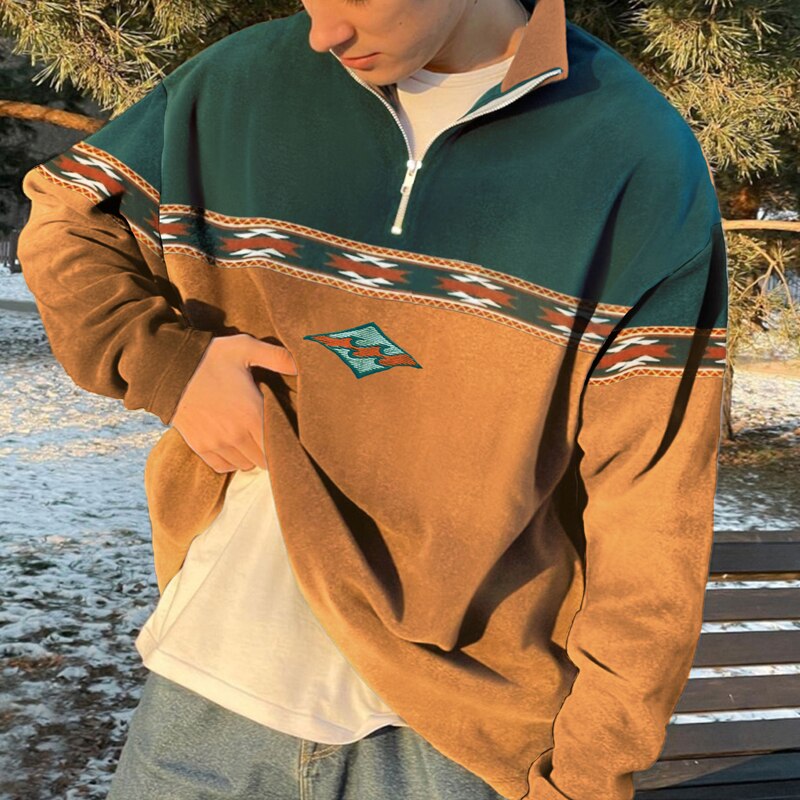 John Pull Zippé Homme – Sweater Retro Élégant avec Coupe Confortable & Style Automne-Hiver