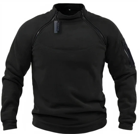 Mandric Pull Homme – Taktischer Fleece-Pullover mit versteckten Taschen & praktischen Schulterreißverschlüssen
