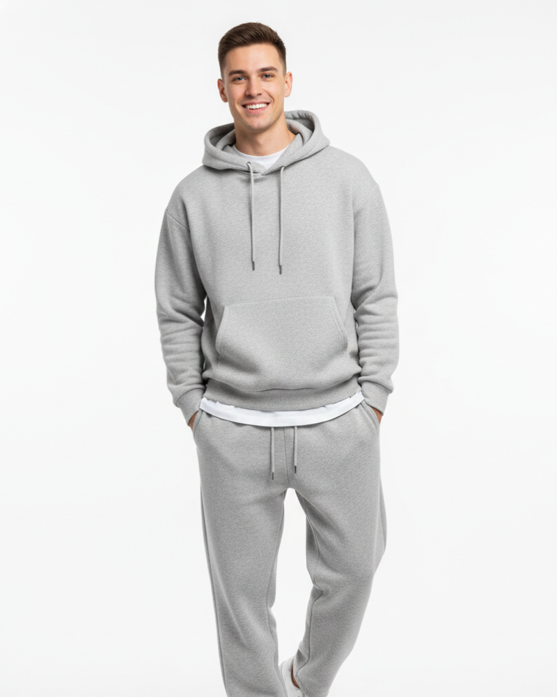 Kai Ensemble Joggedress Herre – Ensfarget Hettegenser & Behagelige Bukser, Ledig Passform