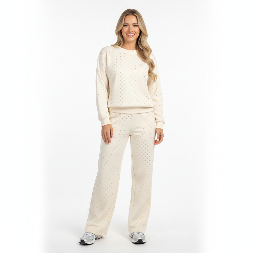 Kira Ensemble Loungewear Femme – Set Confort Chic avec Détails Pailletés Élégants
