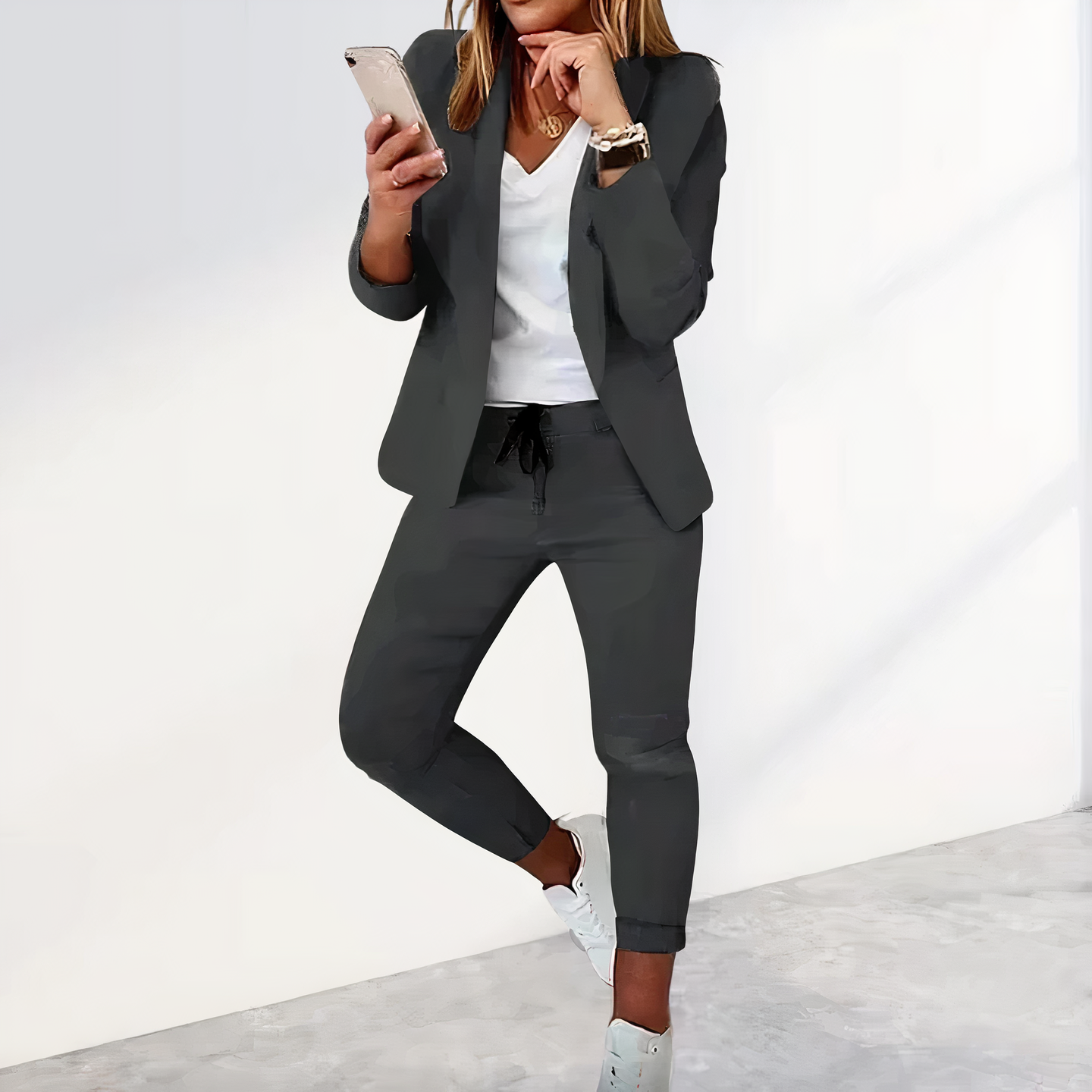 Kailani Damesensemble – Elegant 2-delig Pak met Blazer & Comfortabele Broek