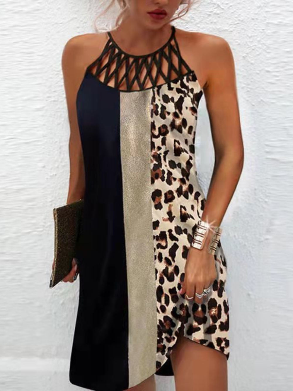Emily Robe d’Été Femme – Šaty Halter s tropickým potiskem a vzdušným střihem na pláž a brunch
