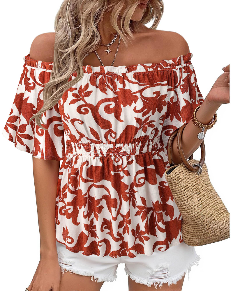 Lenora Top Femme – Váll nélküli fodros péplum blúz, elegáns, karcsúsított szabás, nyári