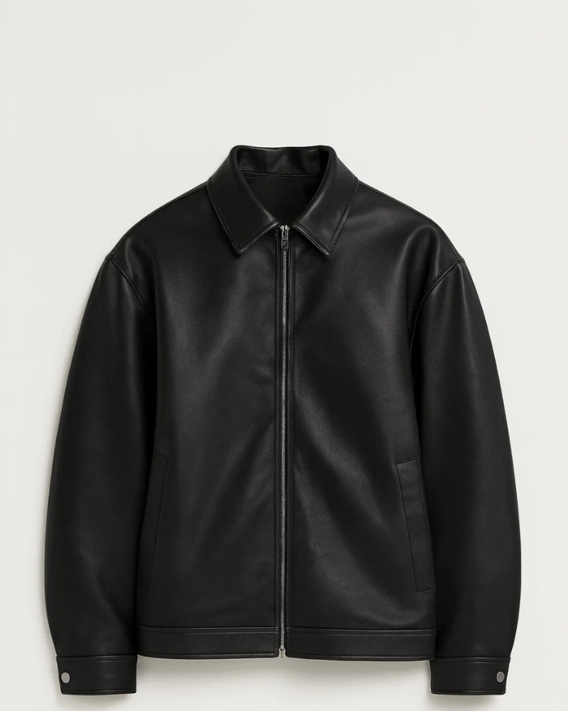 Mason Men's Leather Jacket – Modern Cut, Clean Design & Zipper Closure