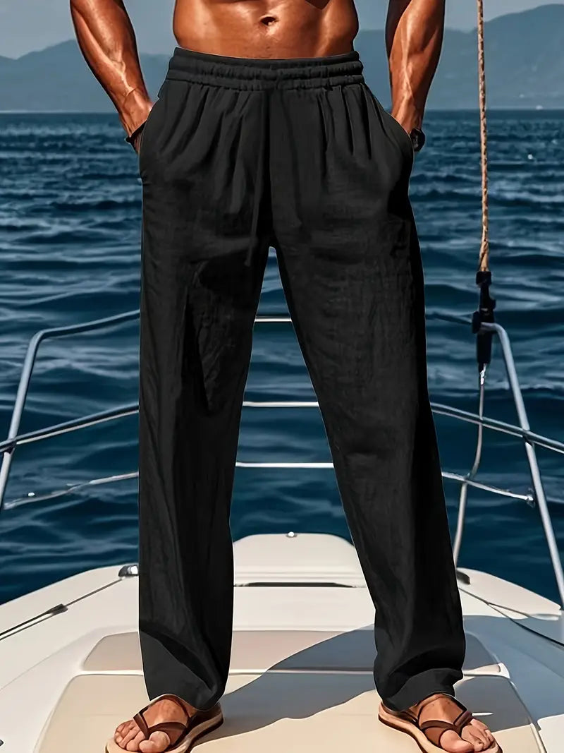 Maëlor Pantalon Homme en Lin – Pantalon Ample Léger et Respirant